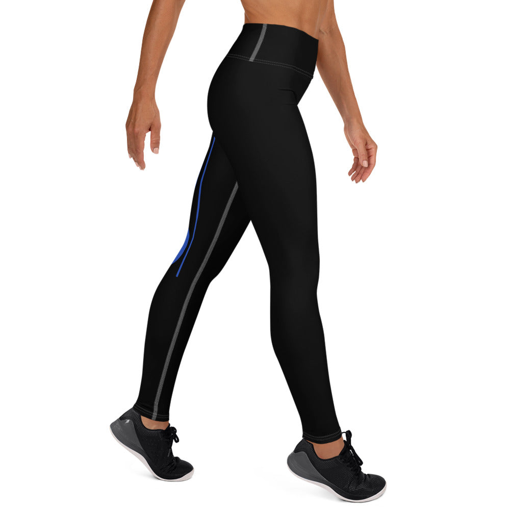 Dark Blue on Black Yoga Leggings