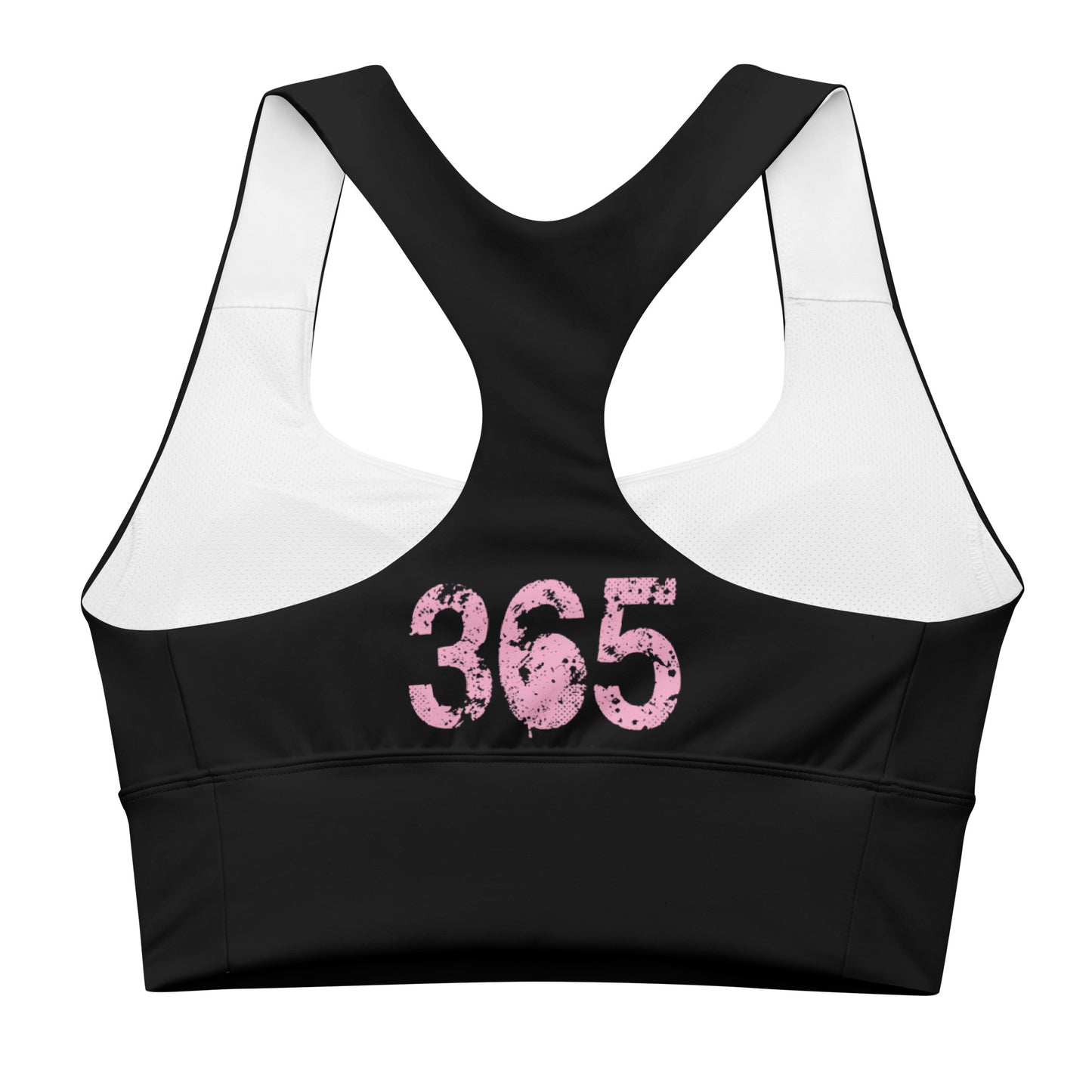 Pink on Black sports bra