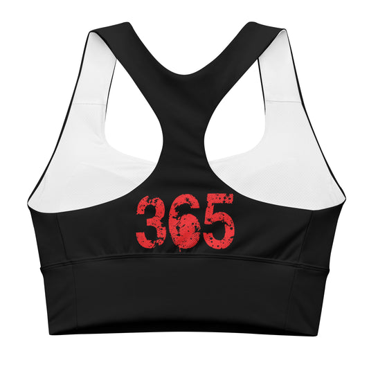 Red on Black Longline sports bra