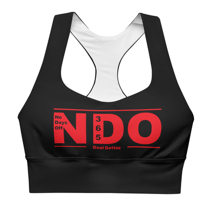 Red on Black Longline sports bra