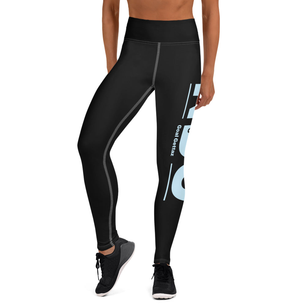 Baby Blue on Black Yoga Leggings