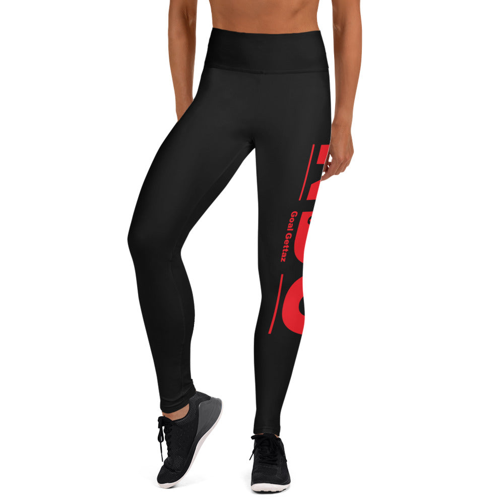 Red on Black Yoga Leggings