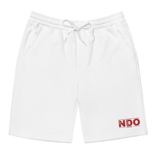 Men's Red on White fleece shorts